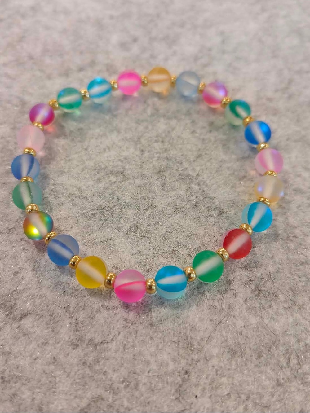 Colorful Matte Glass Bead Stretch Bracelet